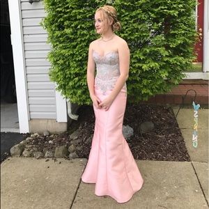 Pink/silver formal prom dress